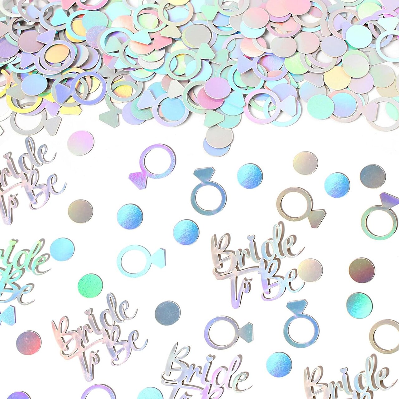 230PC Wedding Confetti | Bride-to-Be Ring Scatters | Iridescent Bachelorette Decor